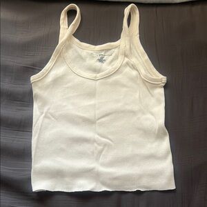Brandy Melville Cream Ribbed Tank Top